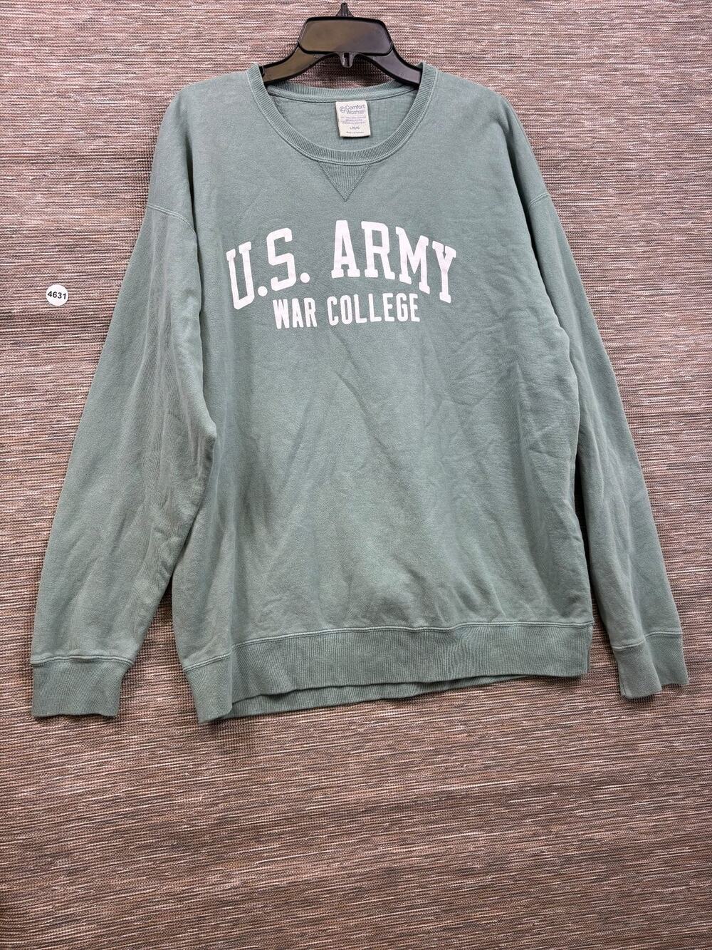 Comfort Wash Sweatshirt Mens Large Green U.S. Army War College Fleece Graphic